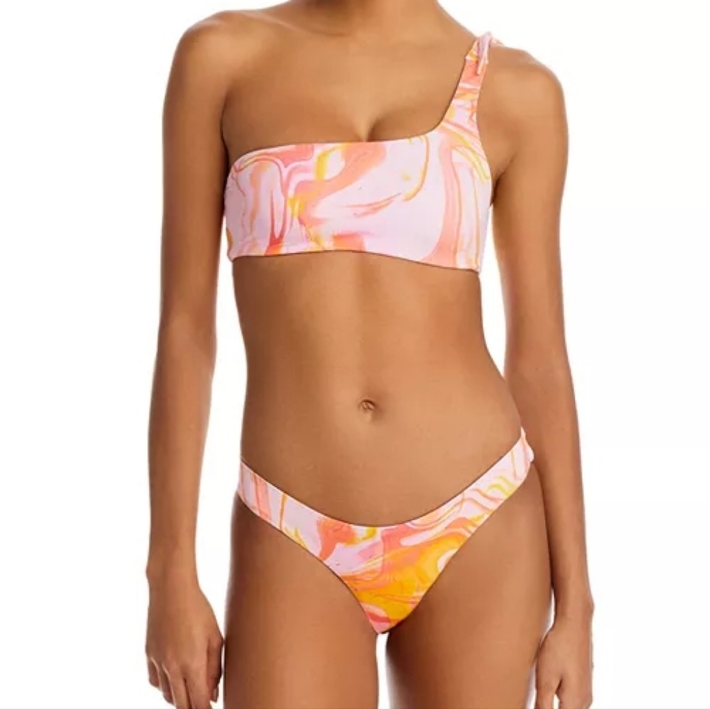 Pink and Orange Swirl Bikini Set Aqua Size Small